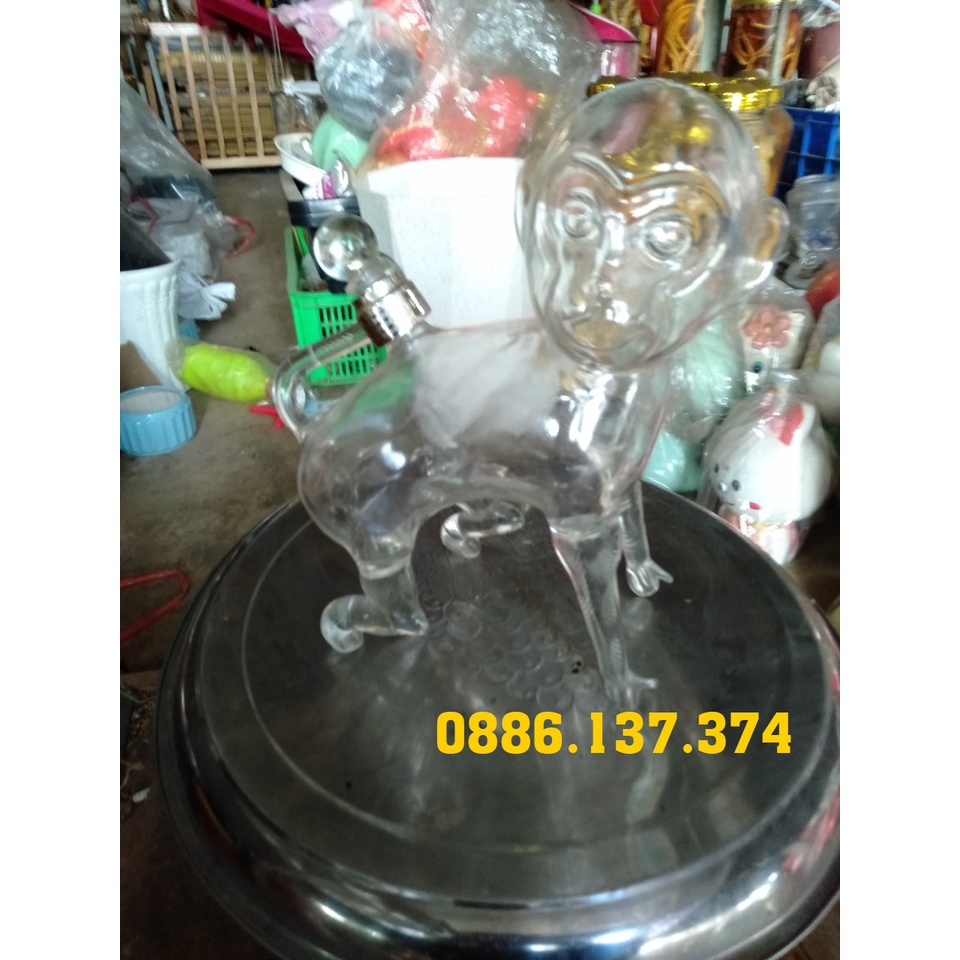 Vỏ Chai Rượu 12 Con Giáp – Hình con Khỉ 1.1 lít- Chai Đựng Rượu làm quà tân gia,( bao bể vỡ)