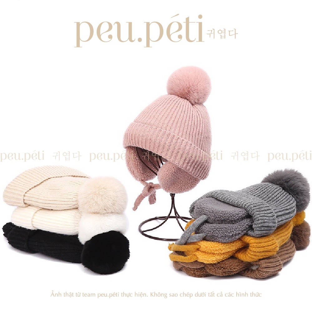 HÀNG SẴN THÊU TÊN Mũ len phi công Style Hàn Quốc cực ấm áp - by Peu.péti