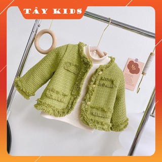 Áo khoác cho bé. áo khoác dạ tweed khuy sừng cho bé 2022