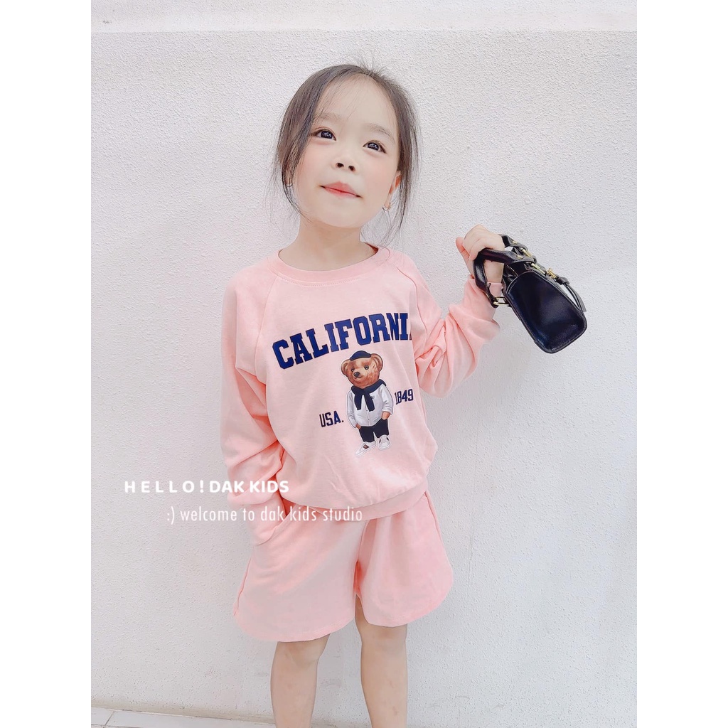 Set Thun UNISEX In Gấu 5 Màu Cho Bé D.A.K (bé trai mặc được)