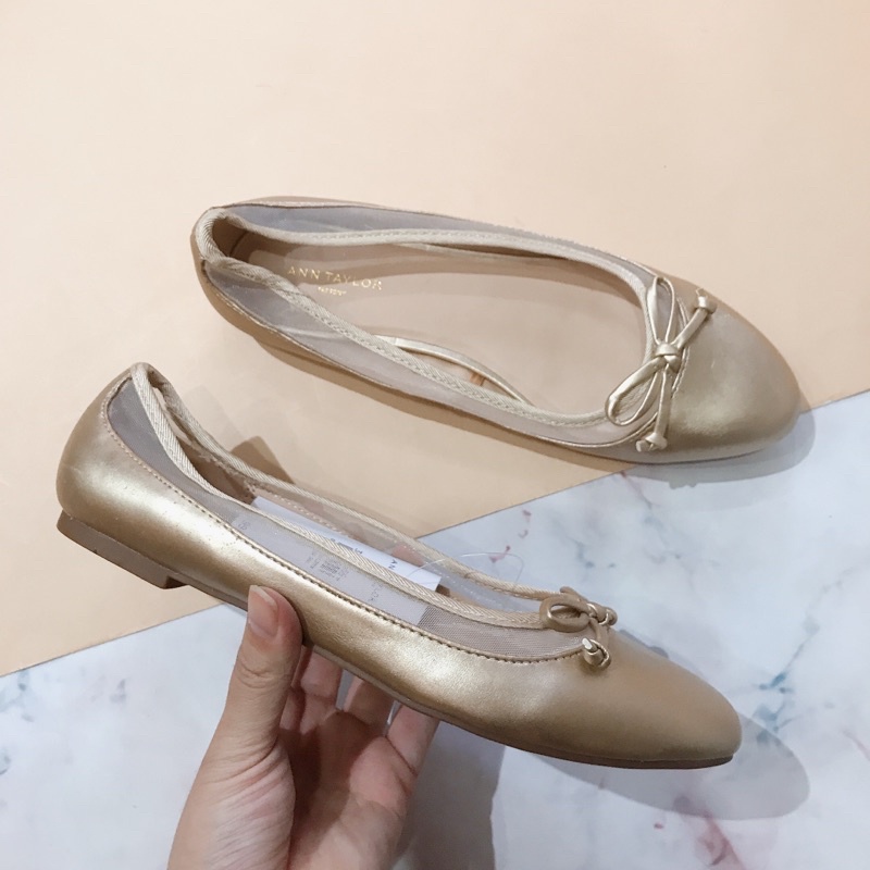 Giày búp bê nữ Ann Taylor xuất Anh nguyên tag - giày bệt nữ mũi tròn đính nơ xinh xắn