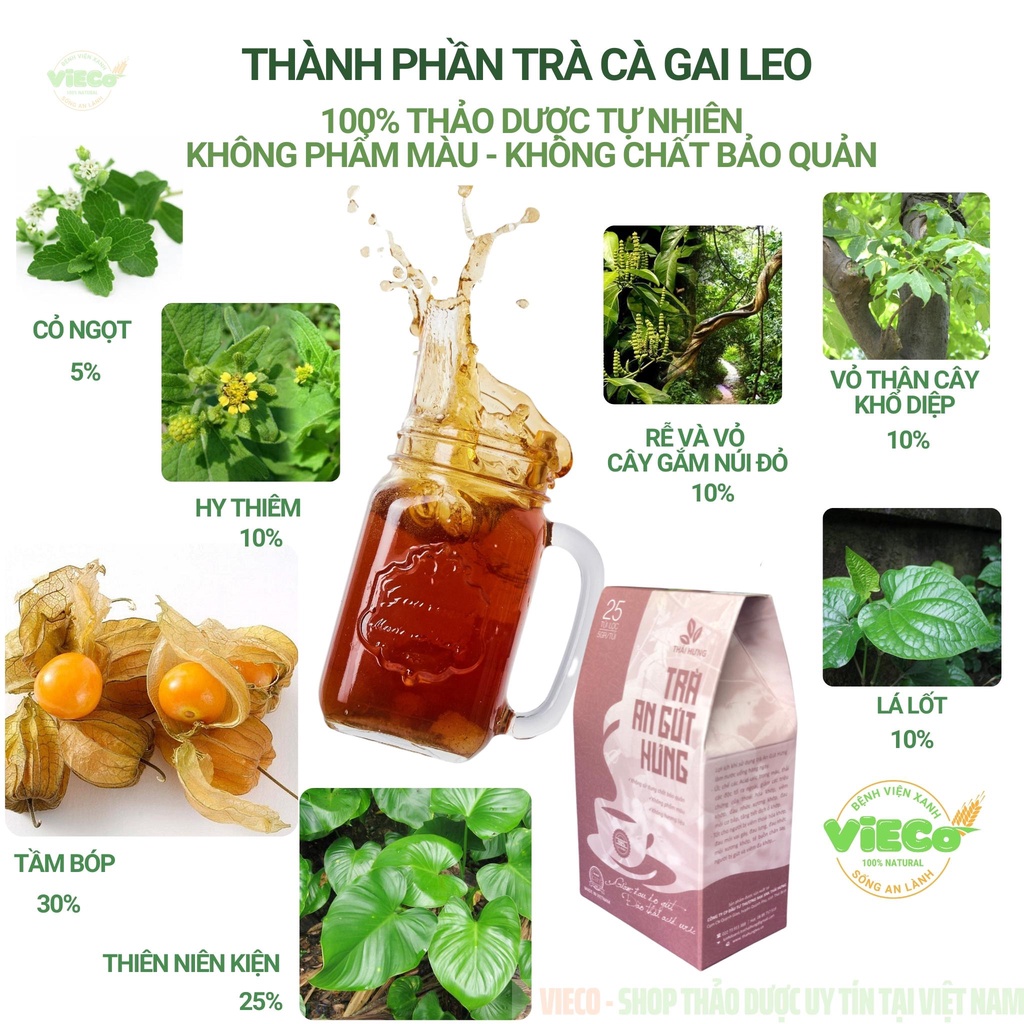 Trà AN GÚT HƯNG Cho Người Gout - Trà Túi Lọc 25 Gói 125G Làm Từ Cao Gắm, Thảo Dược Gout ViECo