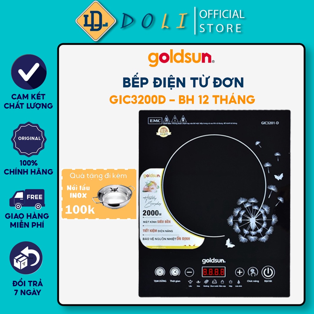 Bếp từ đơn Goldsun GIC3201-M và Bếp hồng ngoại đơn GIC3501-D - Bếp điện từ nấu lẩu, chiên, xào rán - DOLI MART