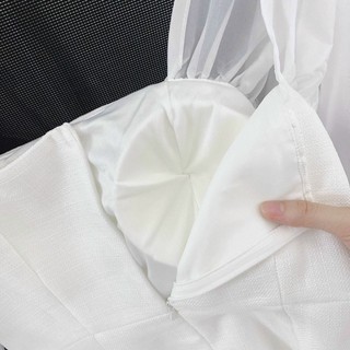 ĐẦM DẠ PHỐI TAY VOAN CỔ VUÔNG