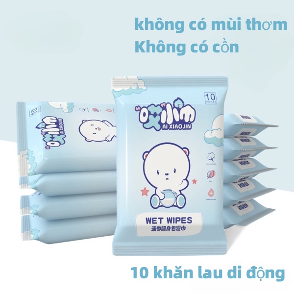Set 10 tờ Khăn Ướt Lau Khô Bằng Vải Không Dệt Dùng Một Lần Cho Bé