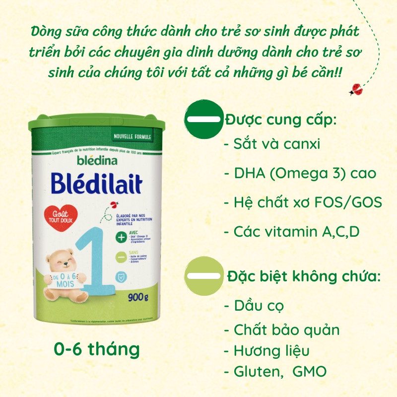 Sữa bột Bledina Bledilait số 1,2,3 của Pháp trọng lượng 400g, 900g