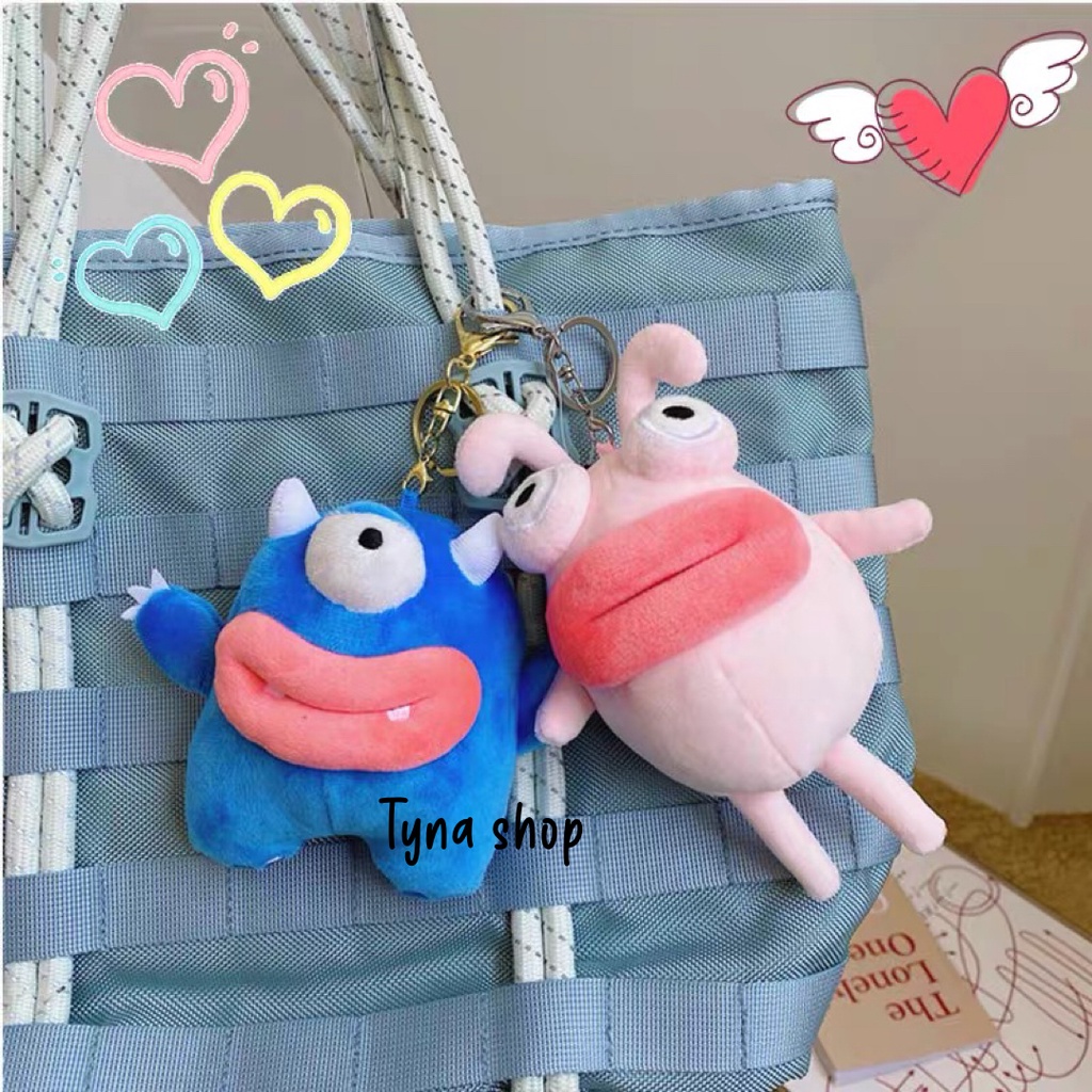 Móc khóa gấu bông/thú bông môi dày treo balo/túi xách
