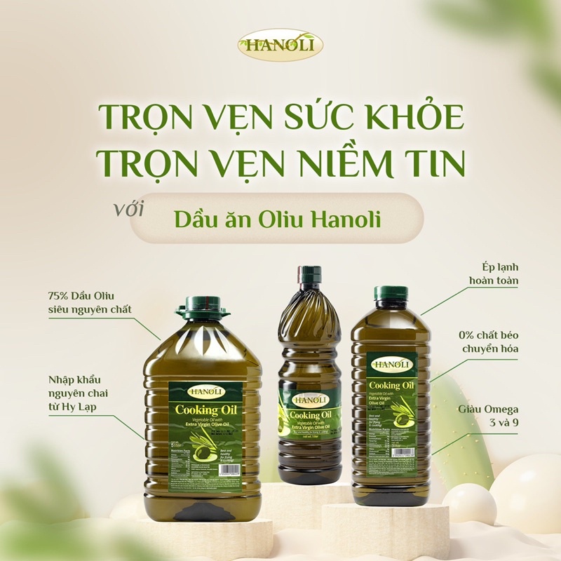 Dầu oliu nấu ăn HANOLI - Nhập khẩu chính hãng Hy Lạp