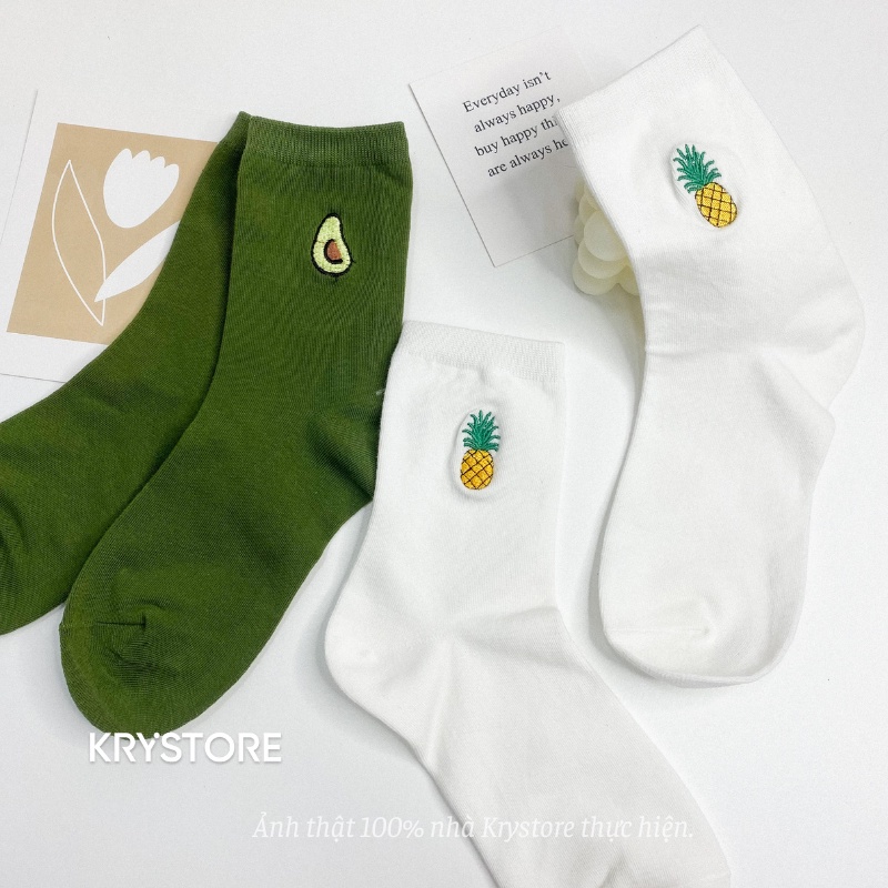 Tất cao cổ quả Bơ thêu chất đẹp dày dặn freesize nam nữ TC41