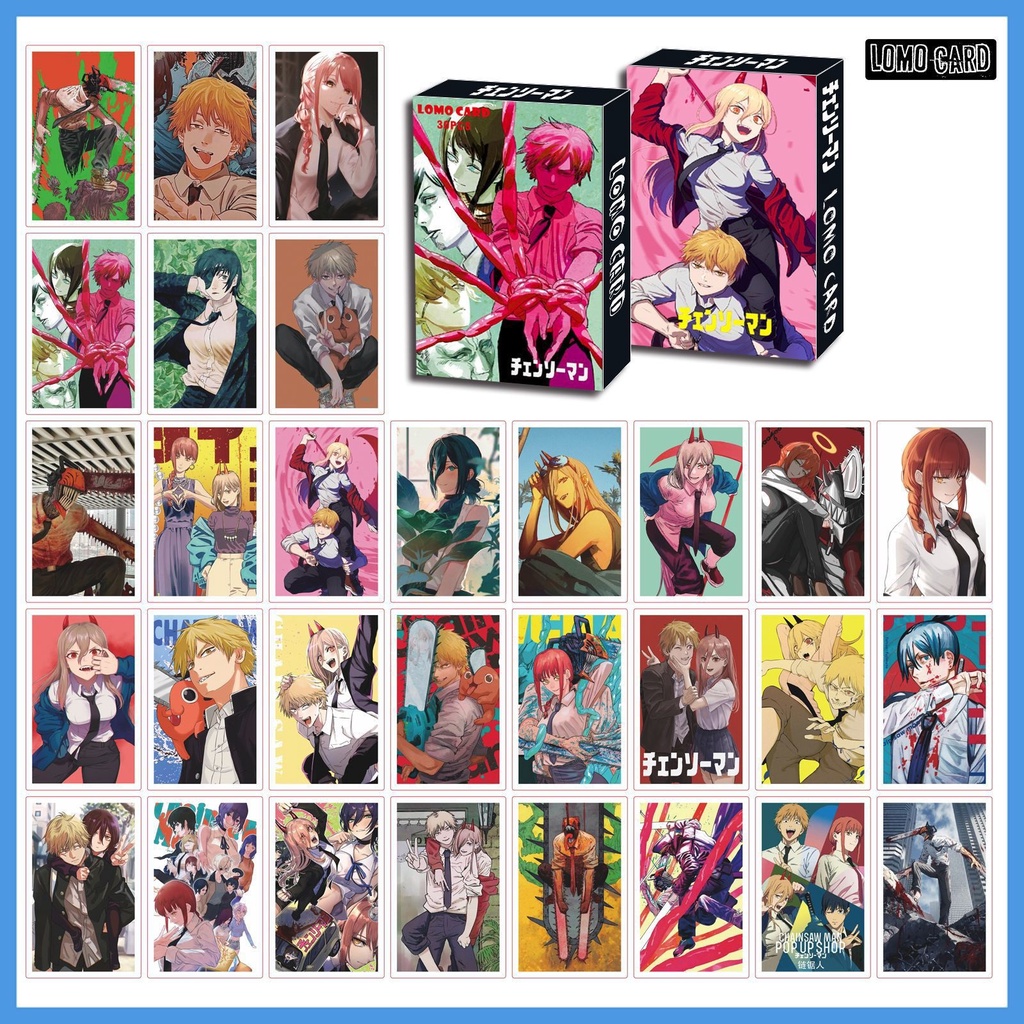 Set 30 Tấm Ảnh Lomo Card 2022 Hình Nhân Vật Phim Chainsaw Man Denji Makima Aki Hayakawa Power Pochita