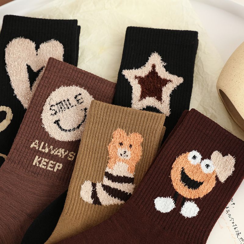 Bán Chạy#Tất Cotton Cổ Cao Màu Sắc Cà Phê Thời Trang Thu Đông Xinh Xắn Cho Nữ