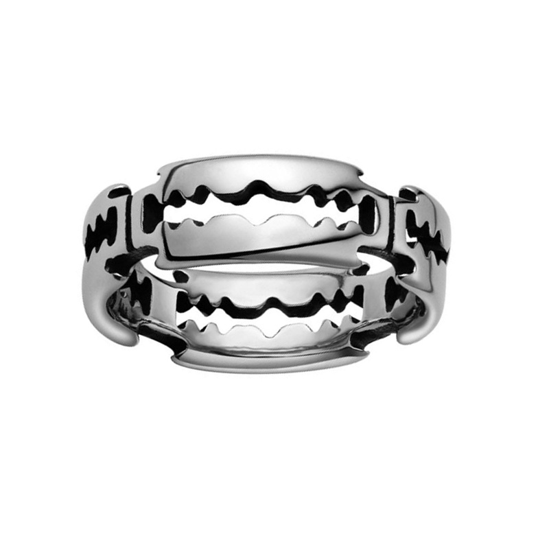 Ygt Nhẫn Thép Không Gỉ Màu Bạc / Đen Phong Cách Punk Hip Hop Thời Trang Cho Cặp Đôi