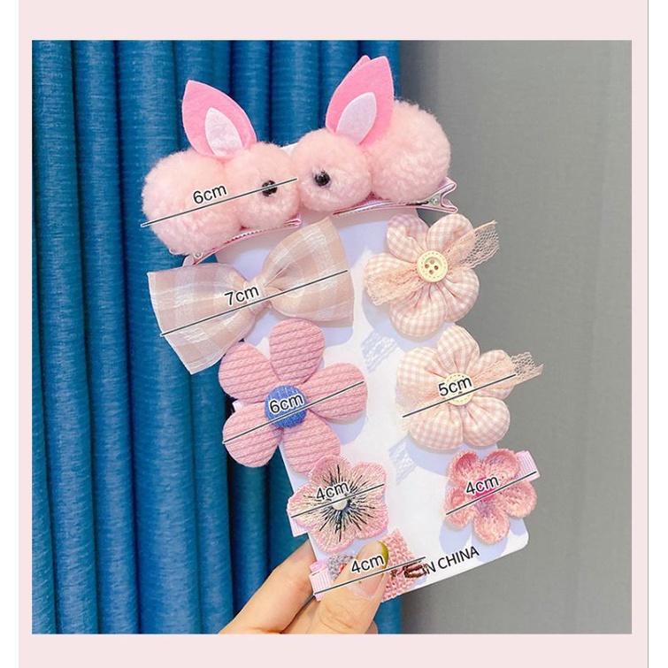 Set 5 KẸP TÓC NƠ 3D hoạ tiết dễ thương, xinh xắn cho bé - Mix màu