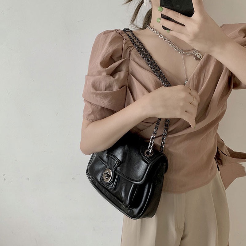 MISCHA Túi Đeo Vai Sức Chứa Lớn Hình Vuông Phong Cách retro Thời Trang