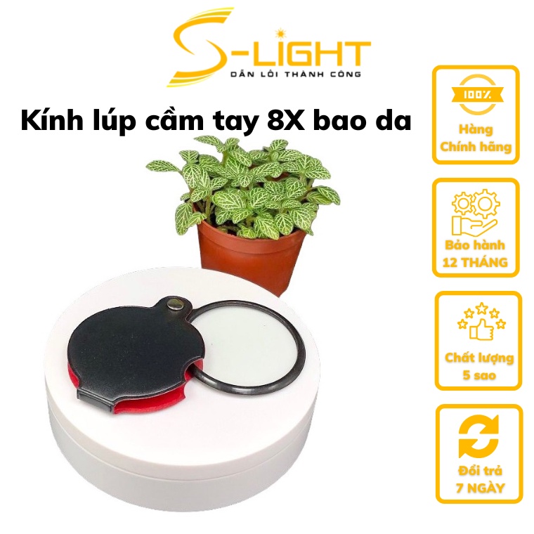 Kính lúp cầm tay 8X bao da a85 đọc sách báo