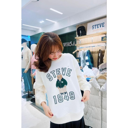 Áo sweater, hoodies gấu Wh0au áo đôi nam nữ Steve hàng nỉ da cá cam kết dày dặn đẹp không bai nhão