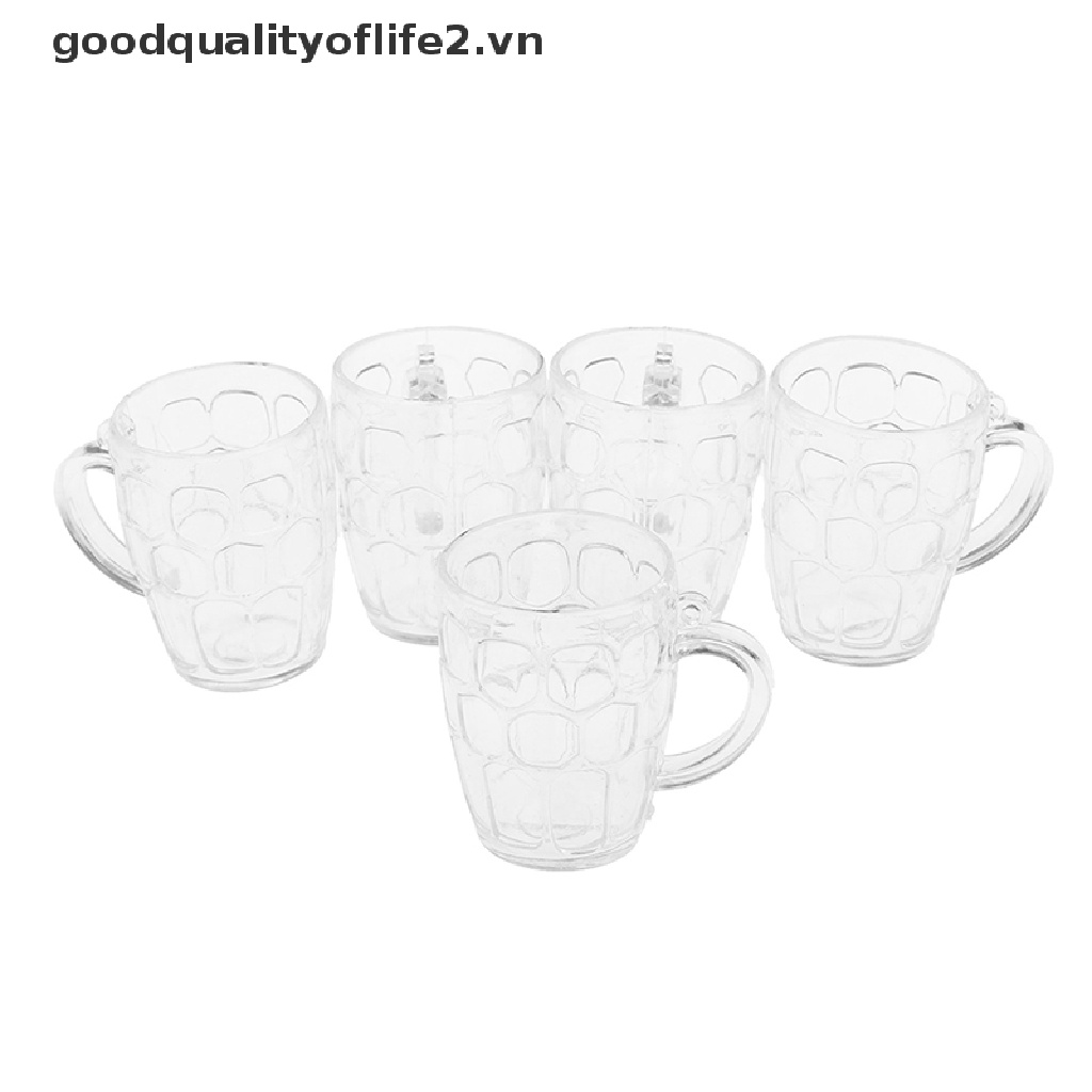 Set 5 Ly Uống Rượu Bia Bằng Nhựa Trong Suốt Tỷ Lệ 1: 12 Dành Cho Nhà Búp Bê