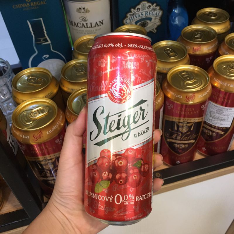 Bia Steiger trái cây 0 độ cồn lon 500ml date 2024