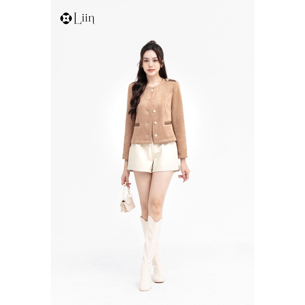 Áo khoác da lộn phối da phong cách trẻ trung cá tính Liin Clothing V5548