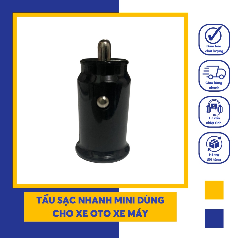 Tẩu Sạc Siêu Nhanh Mini 2 Cổng Sạc Nhanh Dùng Trên Xe Hơi Xe Máy Vision 5V - Phụ Kiện Nhị Hồng