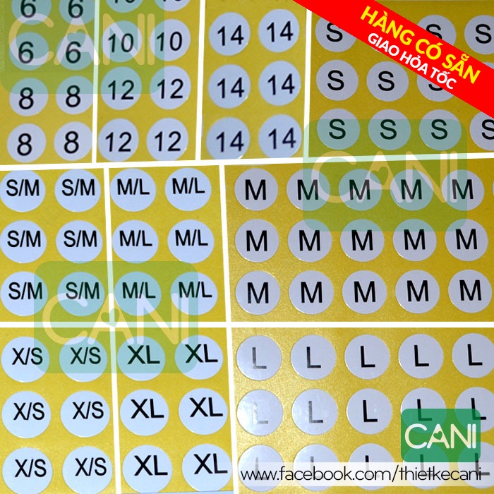 100 cái tem dán size_Sticker dán size_Nhãn Size quần áo_Có đủ size theo yêu cầu_Hàng bán sẵn
