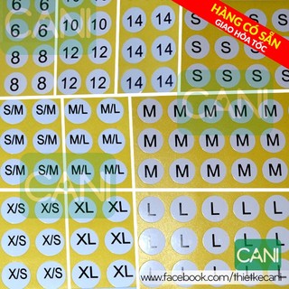 100 cái tem dán size_Sticker dán size_Nhãn Size quần áo_Có đủ size theo yêu cầu_Hàng bán sẵn