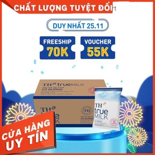 Thùng 48 bịch sữa tươi sạch có đường TH True Milk bịch giấy 220ml