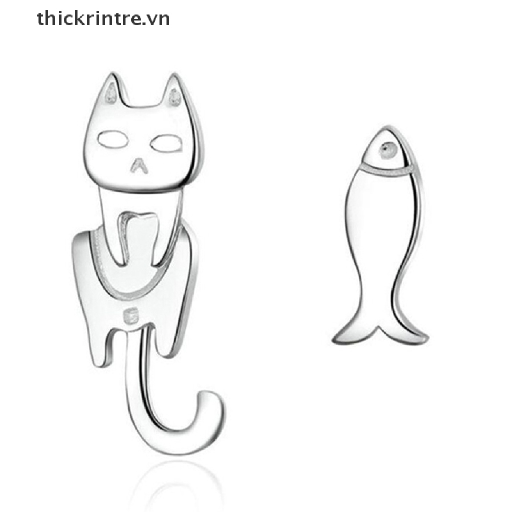 Bông Tai Hình Mèo Và Cá Thiết Kế Đơn Giản Thời Trang Cho Nữ VN