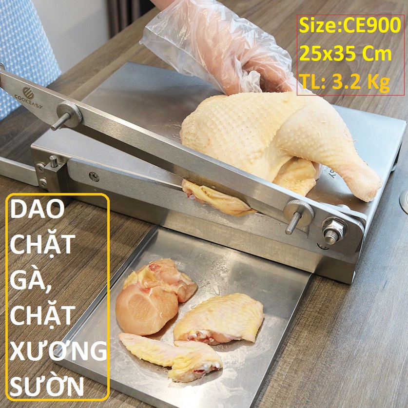 Bàn chặt gà Cao Cấp, chặt xương, thái thịt đa năng chính hãng Cookeasy - Lưỡi dao dầy 8Mm. Siêu cứng bén #bànchặtgà
