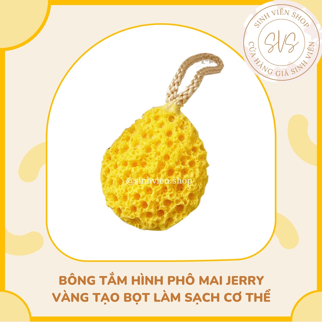 Bông tắm hình phô mai Jerry vàng tạo bọt làm sạch cơ thể cao su non