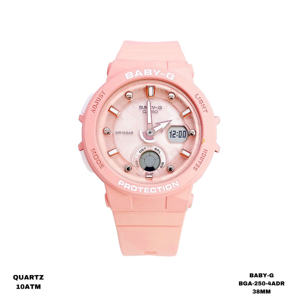 ĐỒNG HỒ NỮ BABY G-SHOCK BGA-250-4ADR FULL HỒNG DÂY CAOSU