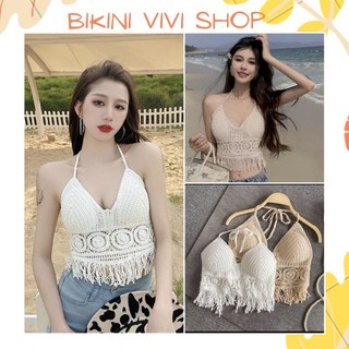 Bikini len đi biển, áo bra ren tua tròn quảng châu kèm lót vivi shop