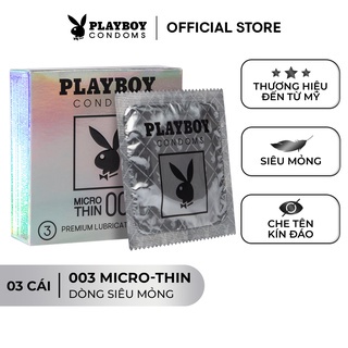 Bao Cao Su siêu mỏng PLAYBOY 003 Micro-Thin hộp 3 cái