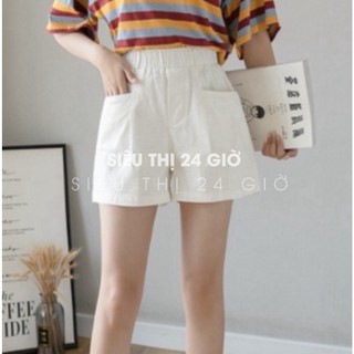 Quần đùi kaki nữ ống rộng Siêu thị 24 giờ quần short nữ cạp cao form trẻ trung năng động QNH.52