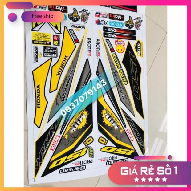 FREE SHIP + QUÀ TẶNG Tem rời xe winner Milk vàng đen