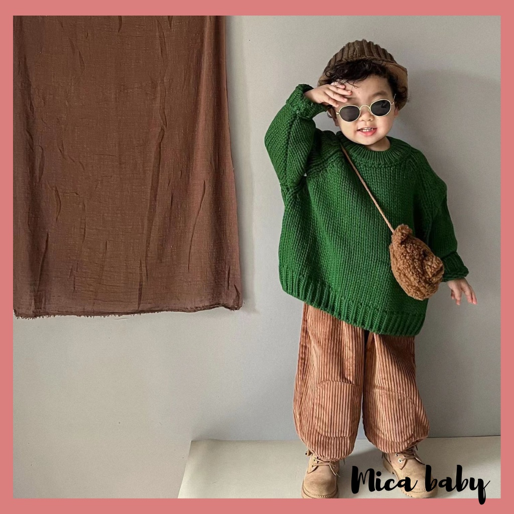 Áo len cho bé kiểu dáng cổ tròn basic phong cách Hàn Quốc đáng yêu QA59 Mica baby
