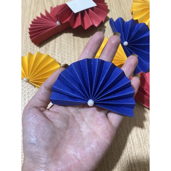Quạt giấy handmade trang trí giỏ quà Tết, giỏ hoa quả, oản tài lộc, tháp bánh, tháp nước 10 Cm