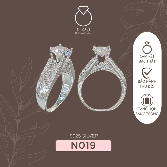 Nhẫn bạc ý 925 cao cấp hột mỹ nhân tạo Mã N019