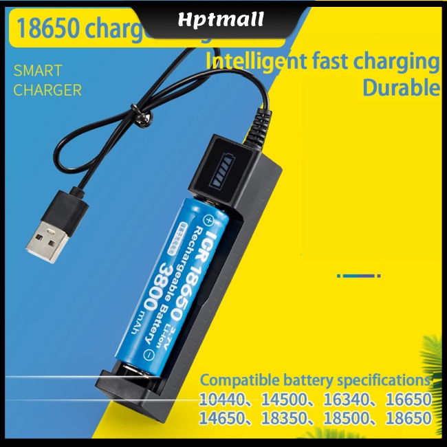 Bộ Sạc Pin Lithium 18650 Một Khe Cắm Usb Thông Minh Có Đèn Pin Kèm Chỉ Báo