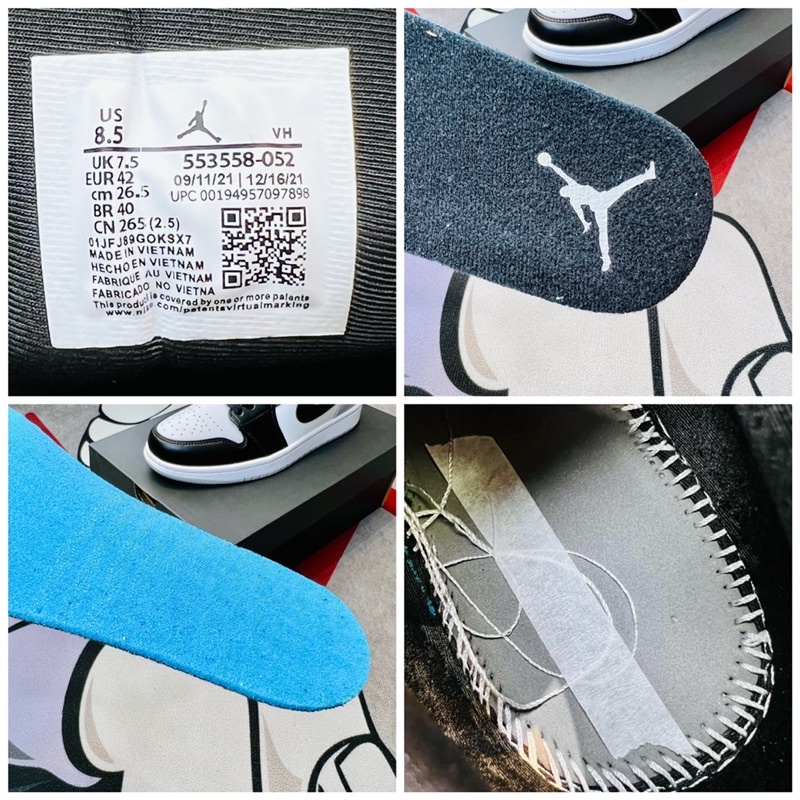 Giày thể thao sneaker cổ thấp AJ1 Air Jordan 1 Low Grey Toe Hàng SC