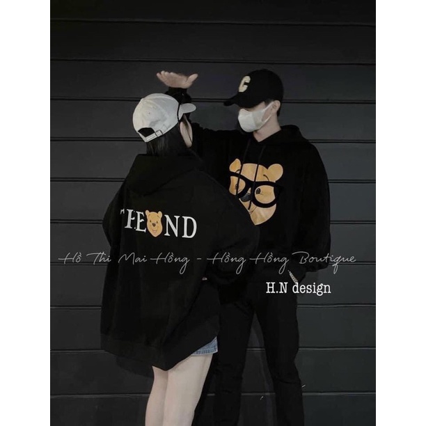 Áo Hoodie Gấu Đeo Kính Cute Unisex Nam Nữ, Nỉ Mũ 2 Lớp Tay Bồng Form Rộng Hai Lớp Chuẩn Ảnh( Hàng Sẵn)