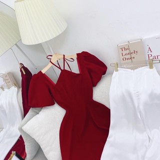 Áo dài đỏ cổ yếm - Chitchitstore