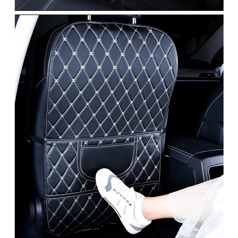 [82x43 cm] Miếng Da Đệm Sau Ghế Xe Ô Tô Chống Trầy Xước Ghế Thiết Kế Kiêm Túi Đựng Đồ Tiện Lợi