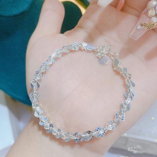 Lắc tay / Vòng tay bạc xoắn hoa phay sang trọng cho nữ chất liệu bạc s925