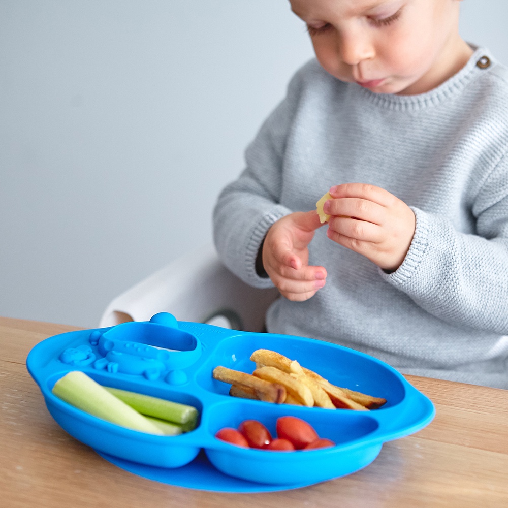 Đĩa ăn dặm silicon chia ngăn có đế hút chân không chống đổ Yummy Marcus & Marcus, cho bé từ 18 tháng - Lucas