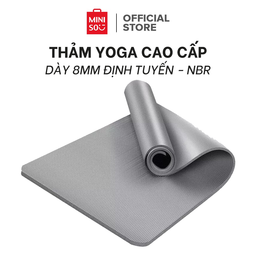 Thảm tập yoga NBR Miniso tập gym tiện gọn du lịch cao cấp dày 8mm