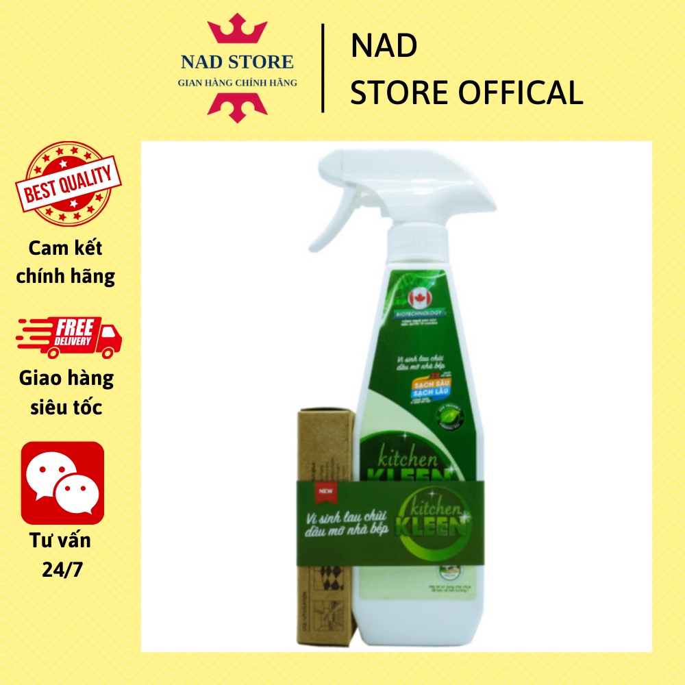 Dung dịch vi sinh lau chùi dầu mỡ nhà bếp Kitchen Kleen (01 Chai 500ml + 03 ống 5ml)
