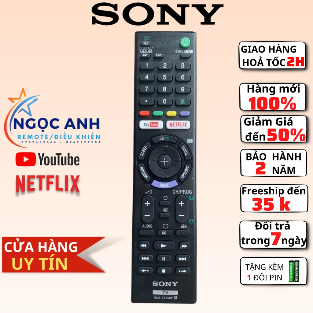 REMOTE ĐIỀU KHIỂN TIVI SONY SMART RMT-TX300P HÀNG CHÍNH HÃNG-TẶNG PIN MỚI 100%