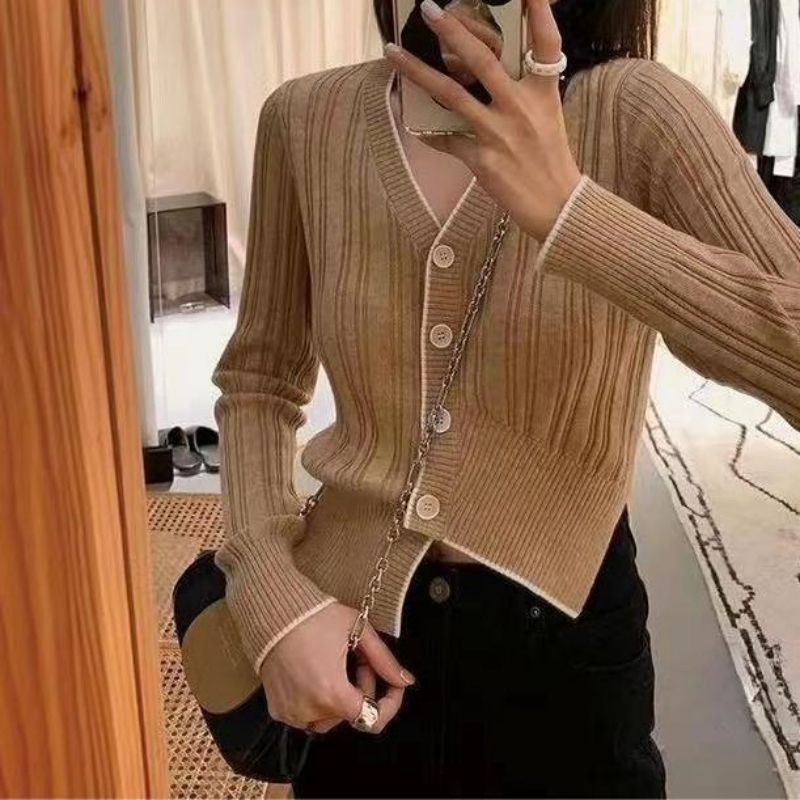 IELGY Áo cardigan Dệt Kim Cổ Chữ V Phong Cách Thời Trang Dành Cho Nữ