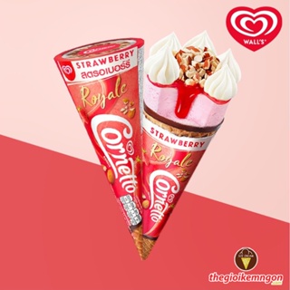 Kem ốc quế Cornetto Royale dâu hạnh nhân Wall's - 135ML